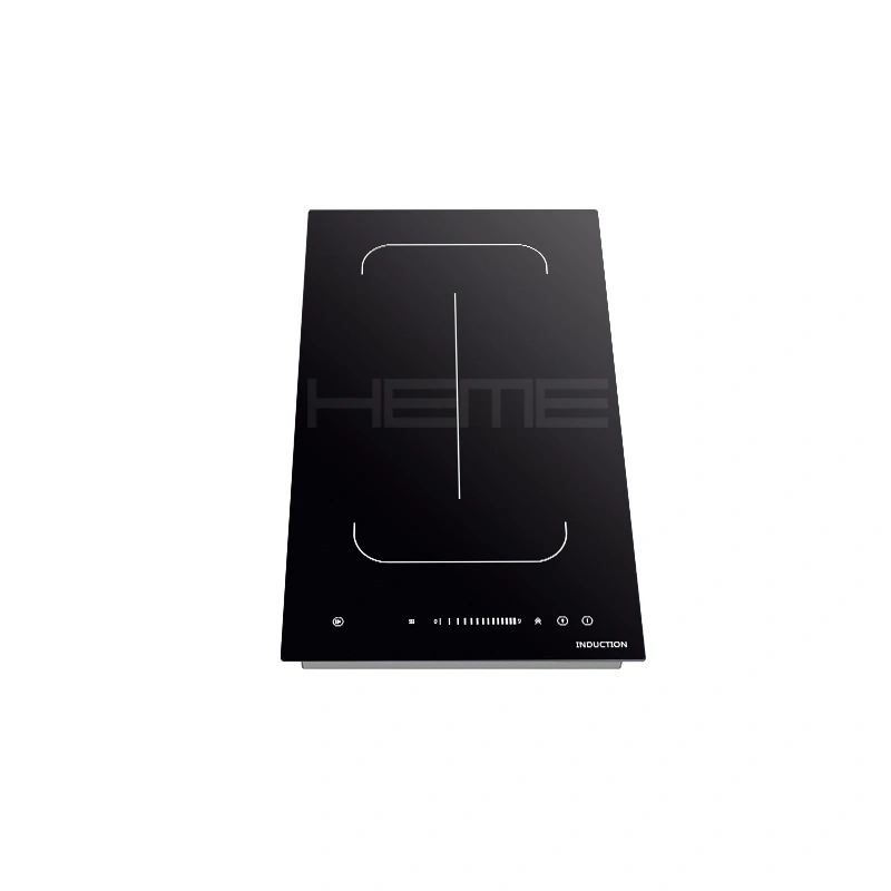 Home cooking built-in 30cm 2 burners black panel free zone induction cooker